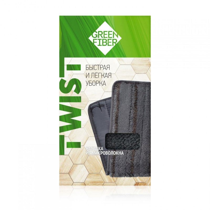 Насадка из микроволокна для швабры с отжимом Green Fiber TWIST, серая
