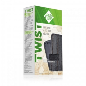 Насадка из микроволокна для швабры с отжимом Green Fiber TWIST, серая